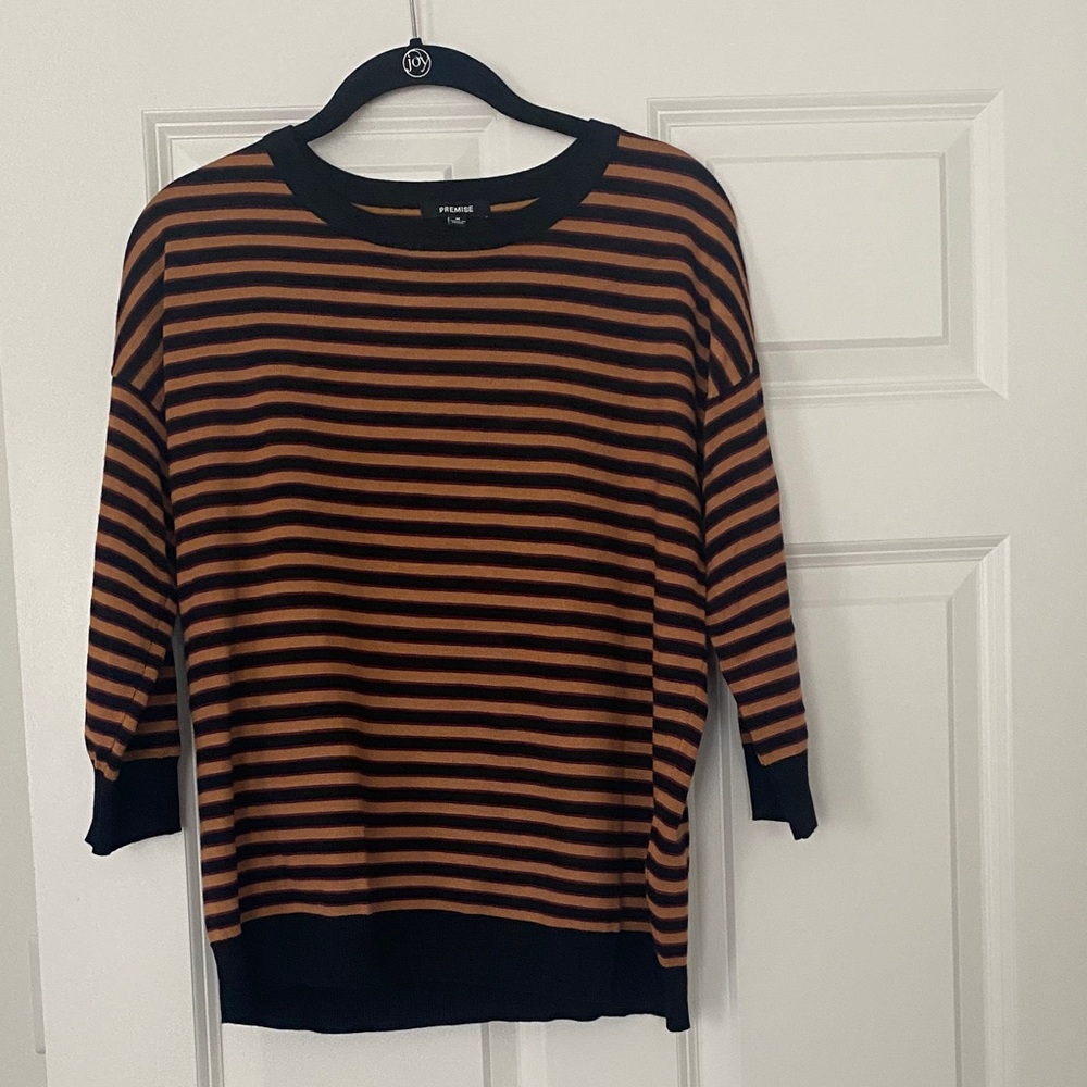 Premise Black and Tan Striped Sweater